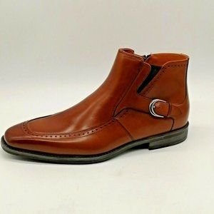 Stacy Adams  Mens Patton Slip On Ankle Boot Side Zip Cushion Cognac Sz 10 M